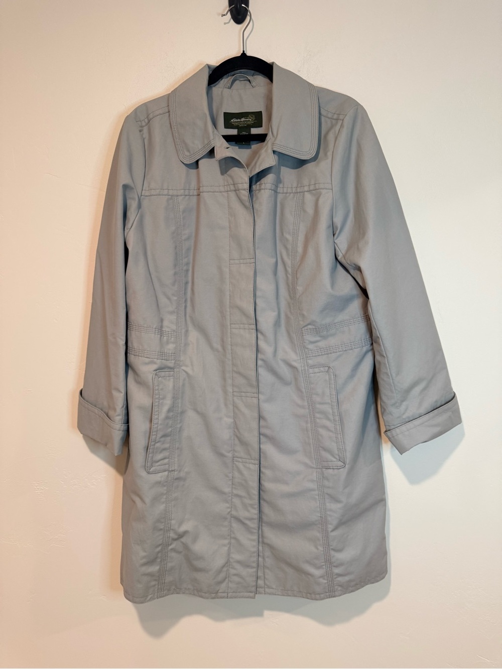 Eddie Bauer Women’s Lightweight Trench Coat Tan Khaki Large Classic Jacket L - Picture 4 of 8